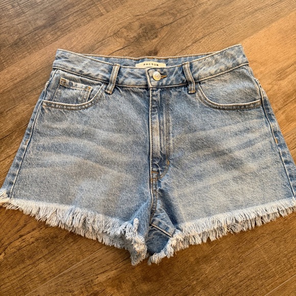 PacSun Pants - PacSun Women’s 26 High Rise Festival Light Blue Frayed Hem Jean Shorts Classic